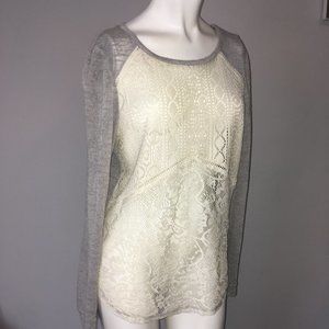 Xhilaration Sheer Knit/Lace Sweater